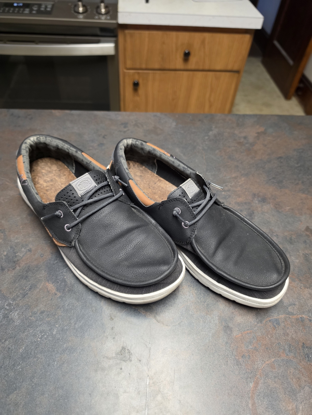 Men's Hey Dude Welsh Grip Heathered Mesh Black Boat Shoes - Picture 2 of 11